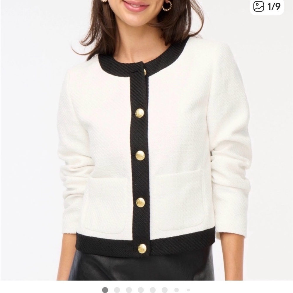 J. Crew White and Black Blazer with Gold Buttons
